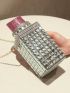 Mini Novelty Bag Lipstick Design Rhinestone Decor Chain