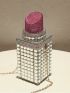 Mini Novelty Bag Lipstick Design Rhinestone Decor Chain