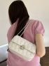 Mini Flap Baguette Bag Quilted Pattern Turn Lock