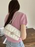 Mini Flap Baguette Bag Quilted Pattern Turn Lock