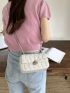 Mini Flap Baguette Bag Quilted Pattern Turn Lock