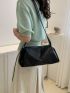 Medium Crossbody Bag Letter Embossed Minimalist Black