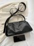 Medium Crossbody Bag Letter Embossed Minimalist Black