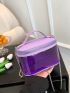 Mini Satchel Bag Clear PVC With Zipper Purple