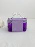 Mini Satchel Bag Clear PVC With Zipper Purple