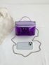 Mini Satchel Bag Clear PVC With Zipper Purple