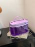 Mini Satchel Bag Clear PVC With Zipper Purple