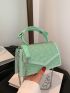 Mini Flap Square Bag Rhinestone Decor Green