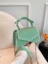 Mini Flap Square Bag Rhinestone Decor Green