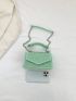 Mini Flap Square Bag Rhinestone Decor Green