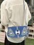 Medium Flap Shoulder Bag Zip Front Studded Decor