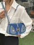 Medium Flap Shoulder Bag Zip Front Studded Decor