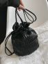 Mini Bucket Bag Ruched Detail Drawstring Design