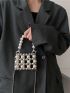 Mini Satchel Bag Beaded Design Pearl Decor