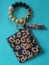 Floral Graphic Classic Card Holder Tassel & Beaded Decor