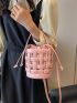 Mini Bucket Bag Solid Color Braided Design Top Handle