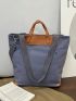 Fashion Style Tote Bag Double Handle Letter Print Colorblock