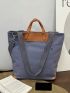 Fashion Style Tote Bag Double Handle Letter Print Colorblock