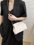 Pleated Detail Square Bag Fashion Beige Kiss Lock