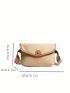 Button Detail Flap Square Bag Fashion Textured