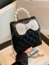 Mini Square Bag Quilted Bow Decor Flap For Daily