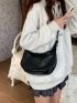 Black Hobo Bag Minimalist Adjustable Strap For Daily