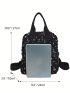 Small Classic Backpack Sequins Decor Black Fashionable