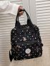 Small Classic Backpack Sequins Decor Black Fashionable