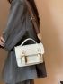 Mini Messenger Bag Beige Buckle Decor Flap For Daily