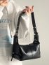 Small Hobo Bag Black Minimalist Adjustable Strap