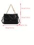 Quilted Square Bag Black Chain Decor Flap For Work