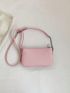 Litchi Embossed Square Bag Baby Pink Studded Decor