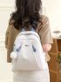 Medium Classic Backpack Colorblock Zipper Front Decor For Daily