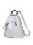 Medium Classic Backpack Colorblock Zipper Front Decor For Daily