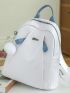 Medium Classic Backpack Colorblock Zipper Front Decor For Daily