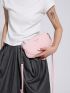 Litchi Embossed Square Bag Baby Pink Studded Decor