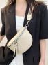 Litchi Embossed Fanny Pack Black Adjustable Strap For Daily