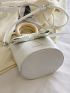 Mini Bucket Bag White Bow Decor Double Handle For Daily