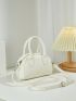 Mini Dome Bag White Minimalist Double Handle For Daily