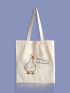 Canvas Shopper Bag Duck & Slogan Graphic Casual