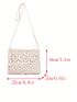 Vacation Straw Bag White Tassel Decor Zipper