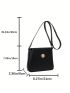 Small Square Bag Black Flap Zipper PU