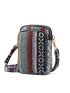 Vintage Mini Square Bag Colorblock Striped Pattern Adjustable Strap