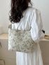 Floral Embroidered Straw Bag Double Handle Magnet Vacation