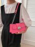 Minimalist Square Bag Metal Decor Neon Pink Funky