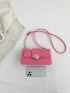 Minimalist Square Bag Metal Decor Neon Pink Funky