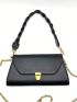 Medium Flap Baguette Bag Black Chain