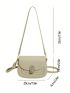 Mini Saddle Bag Litchi Embossed Flap Adjustable-strap