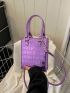 PU Square Bag Crocodile Embossed Purple Mini