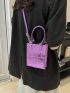 PU Square Bag Crocodile Embossed Purple Mini